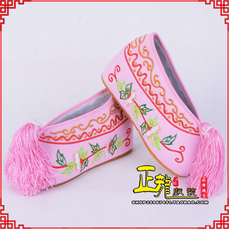 开福花旦鞋女绣花彩鞋 舒适款草花内高彩鞋